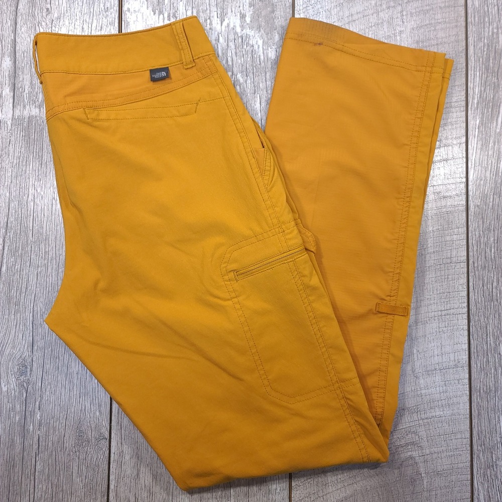 The North Face Wandur Cargo Pants Women 6 Yellow Ripstop Hiking Outdoor Straight